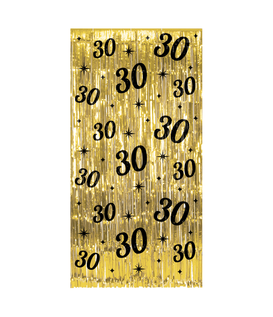 30 Jaar Deurgordijn Goud Zwart van Paper Dreams koop je bij Partywinkel