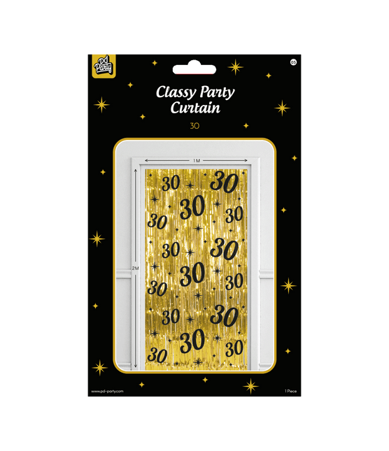 30 Jaar Deurgordijn Goud Zwart van Paper Dreams koop je bij Partywinkel