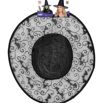 SOMBRERO DE BRUJA CON MURCIÉLAGOS