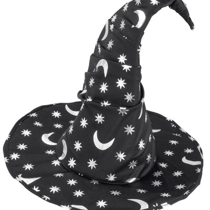 SOMBRERO DE BRUJA/BRUJO CON LUNA Y ESTRELLAS NIÑO