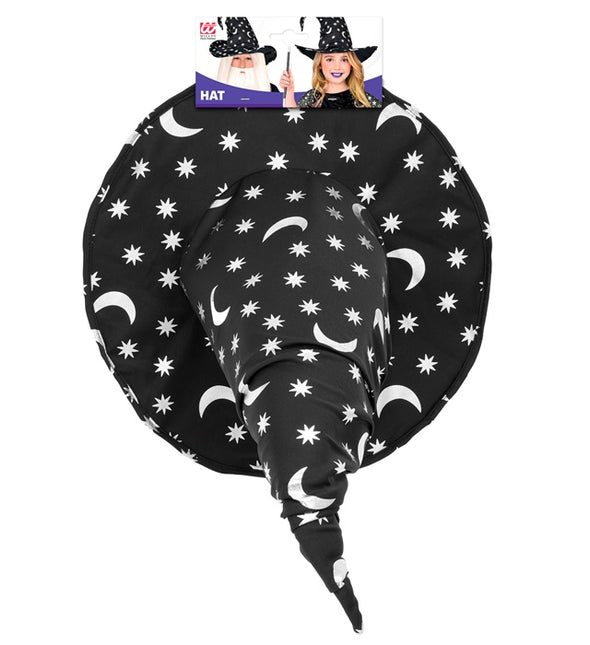 SOMBRERO DE BRUJA/BRUJO CON LUNA Y ESTRELLAS NIÑO