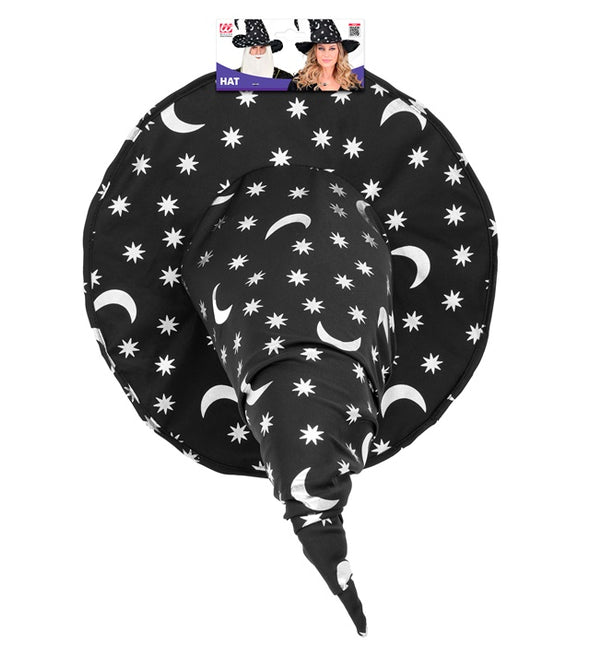 SOMBRERO DE BRUJA/BRUJO CON LUNA Y ESTRELLAS ADULTO