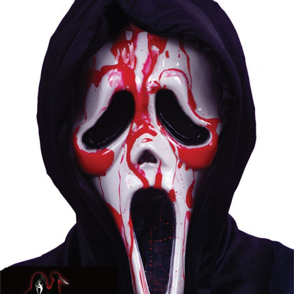 Máscara Halloween Blanca Roja Con Sangre Falsa