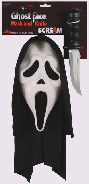 Máscara de Ghostface con cuchillo
