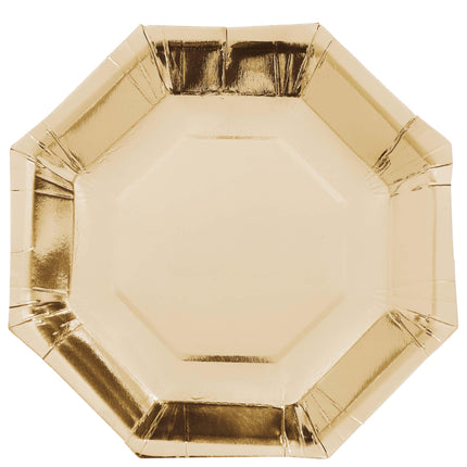 Platos Dorados Papel 23cm 6ud