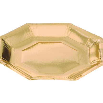 Platos Dorados Papel 23cm 6ud