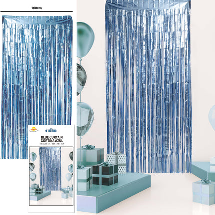 Cortina de puerta azul 2m