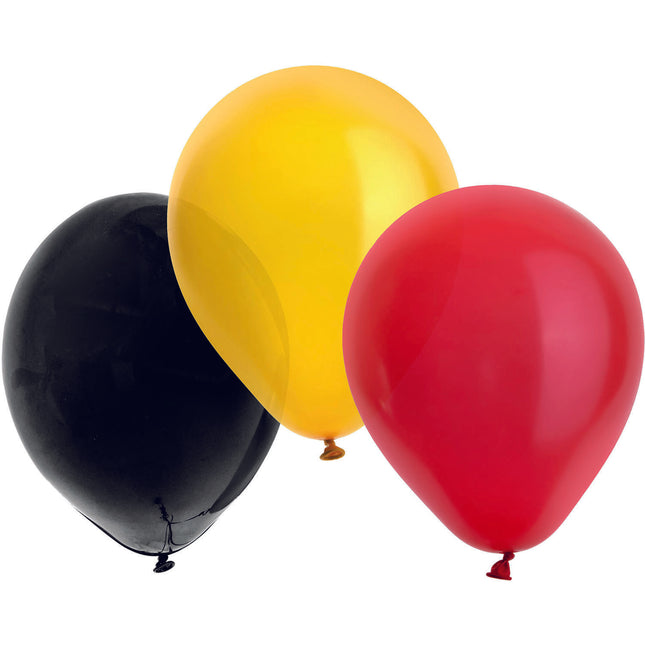 Globos Negro-Amarillo-Rojo 23cm - 50 piezas