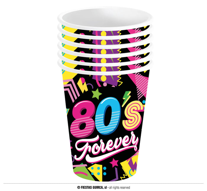 Vasos Neón 80S 240ml 6uds.