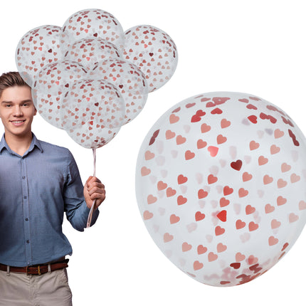 Bolsa de 10 globos con confeti de corazones