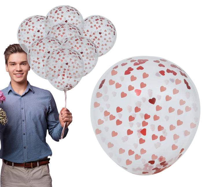 Bolsa de 10 globos con confeti de corazones
