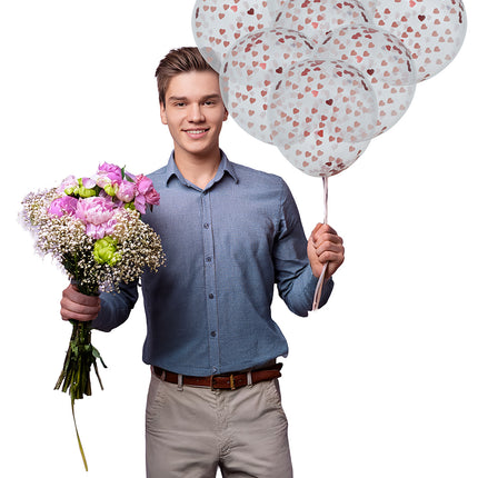 Bolsa de 10 globos con confeti de corazones