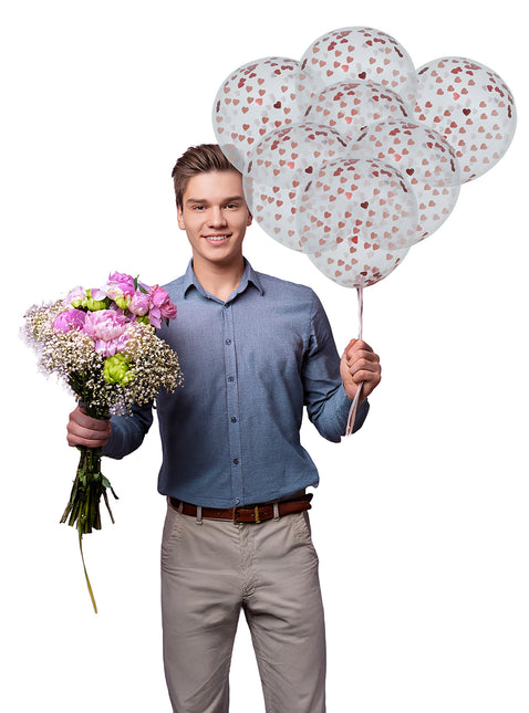 Bolsa de 10 globos con confeti de corazones