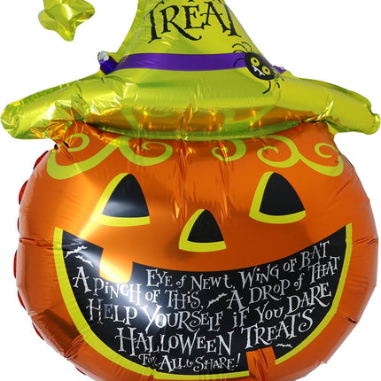 Globo de helio de Halloween verde y naranja con forma de calabaza, vacío, 70 cm