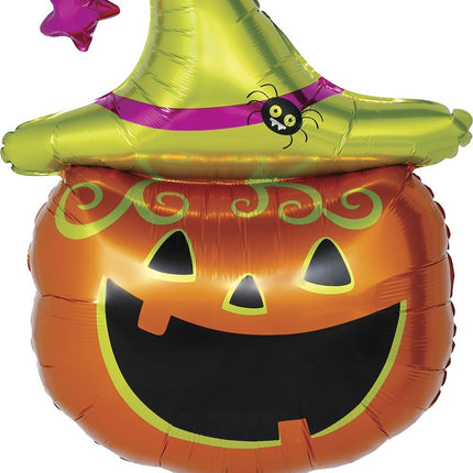 Globo de helio de Halloween verde y naranja con forma de calabaza, vacío, 70 cm