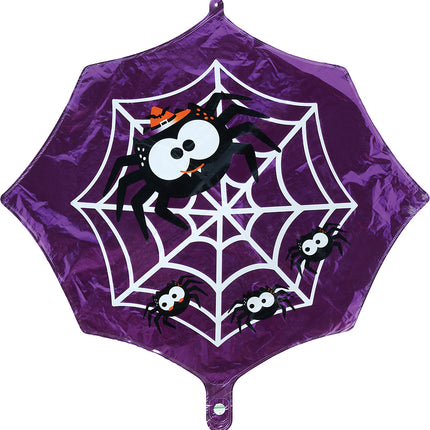 Globo de helio de Halloween, morado, con tela de araña, sin gas, 60 cm