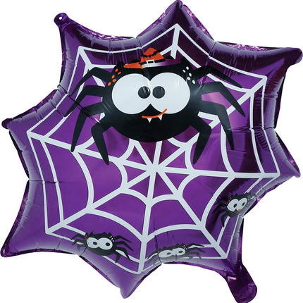 Globo de helio de Halloween, morado, con tela de araña, sin gas, 60 cm