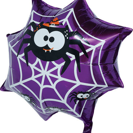 Globo de helio de Halloween, morado, con tela de araña, sin gas, 60 cm