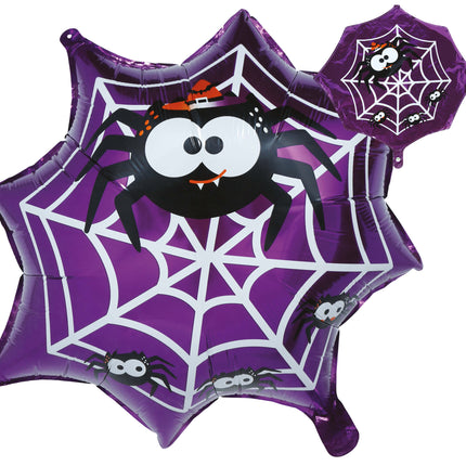 Globo de helio de Halloween, morado, con tela de araña, sin gas, 60 cm
