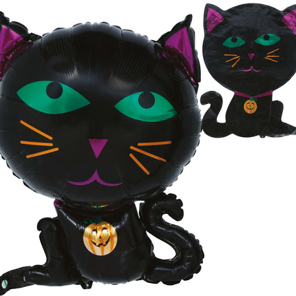 Globo de helio de Halloween con forma de gato, sin gas, 60 cm