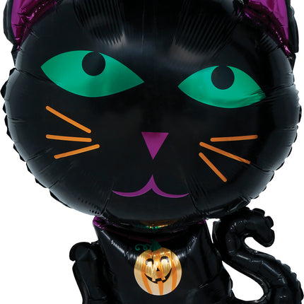 Globo de helio de Halloween con forma de gato, sin gas, 60 cm