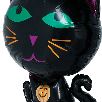 Globo de helio de Halloween con forma de gato, sin gas, 60 cm
