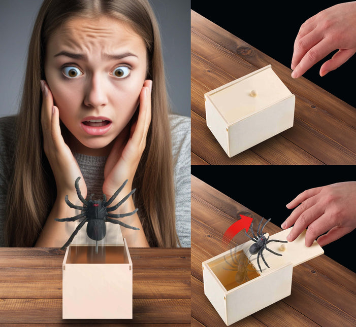 Araña falsa de Halloween en caja