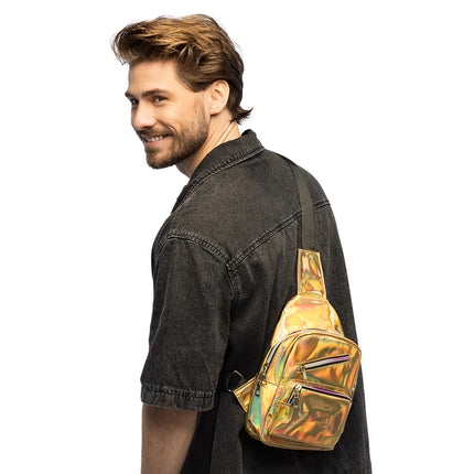 Bolso cruzado Holo Deluxe dorado (27 x 17 x 8 cm)