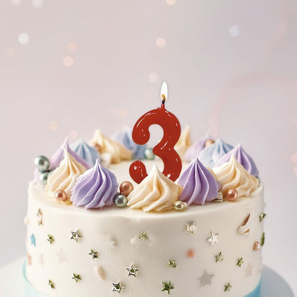 Vela Roja 3 Años 5,5cm