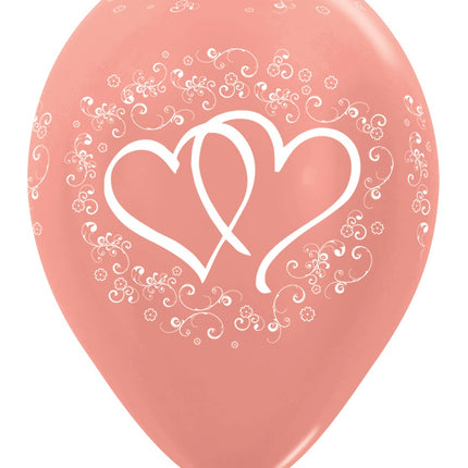 Globos Oro Rosa Corazones 30cm 25pcs