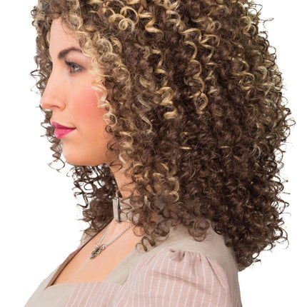 Peluca Rizada Con Mechas Rubias