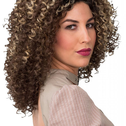Peluca Rizada Con Mechas Rubias