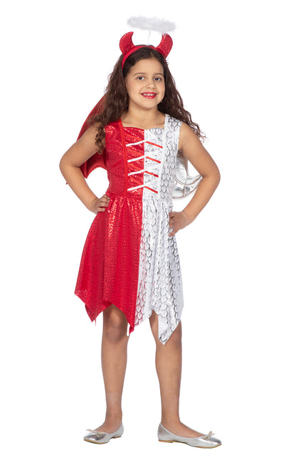 Vestido de ángel/demonio con alas y diadema