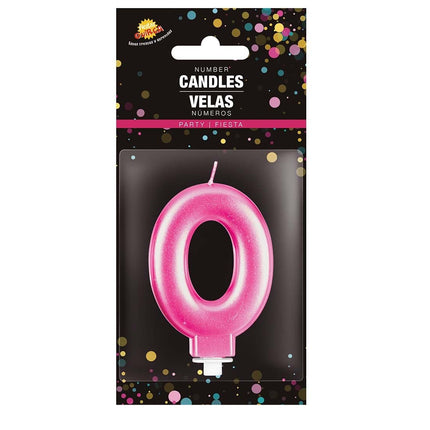 Vela Rosa 0 Año Metálica 8cm
