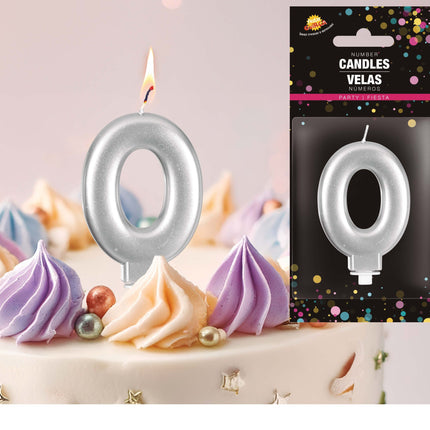 Vela Plata 0 Año Metálica 8cm