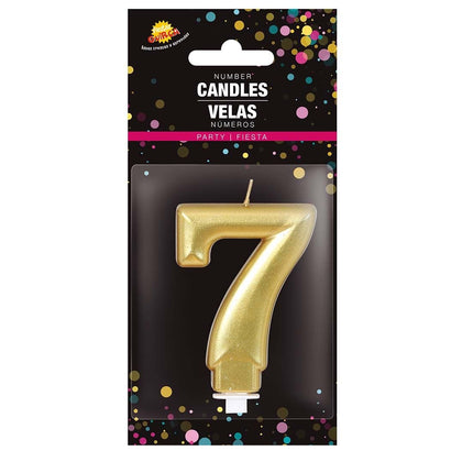Vela Oro 7 Años Metálica 8cm