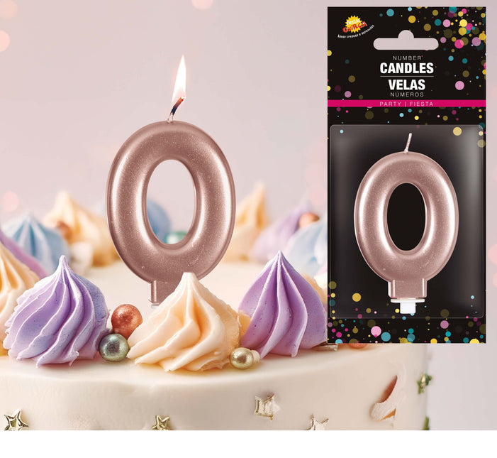 Vela Oro Rosa 0 Año 8cm