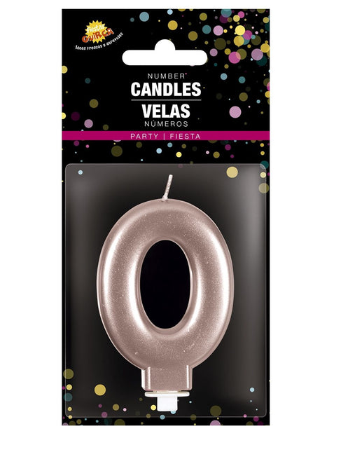 Vela Oro Rosa 0 Año 8cm