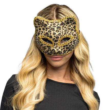 Máscara de leopardo dorada