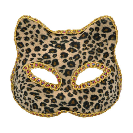 Máscara de leopardo dorada