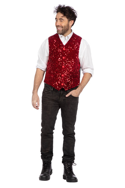 Chaleco rojo Hombre Lentejuelas Purpurina