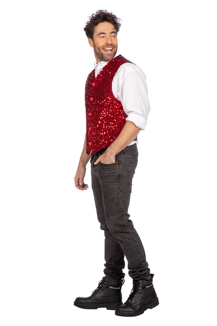 Chaleco rojo Hombre Lentejuelas Purpurina