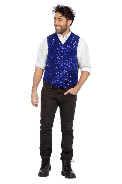 Chaleco Azul Hombre Paillettes Purpurina