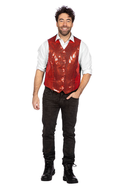 Chaleco rojo lentejuelas hombre
