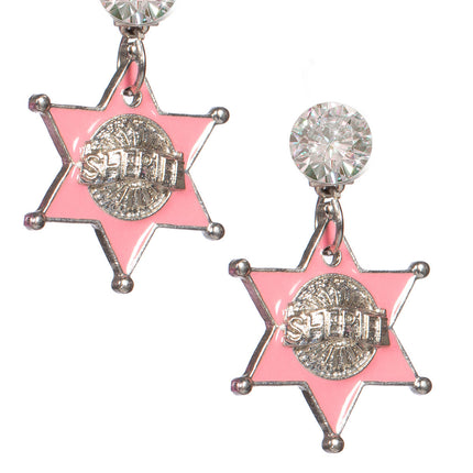 Pendientes Sherrif Plata Rosa