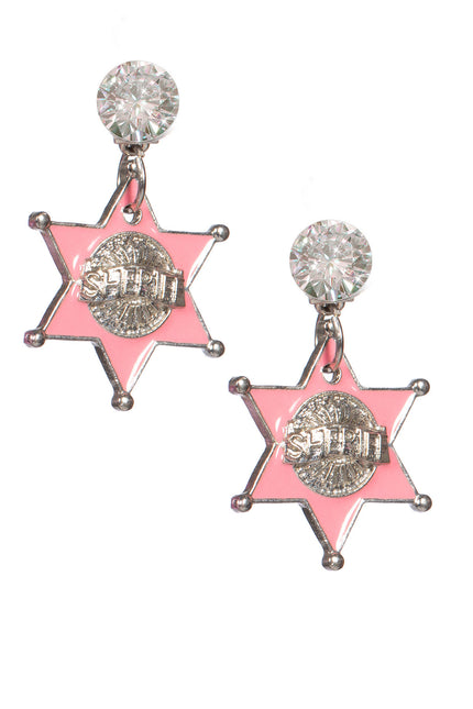 Pendientes Sherrif Plata Rosa