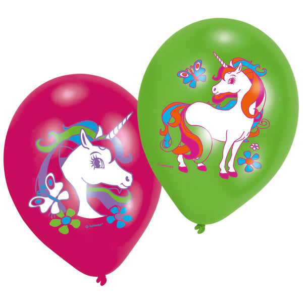 Globos Unicornio Verde Rosa 27.5cm 6pcs