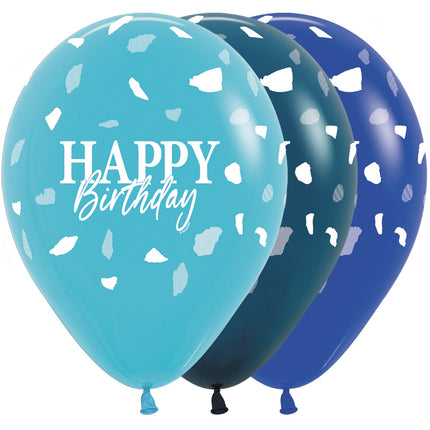 Globos Feliz Cumpleaños Azul 30cm 25pcs