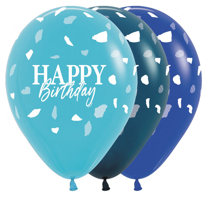 Globos Feliz Cumpleaños Azul 30cm 25pcs