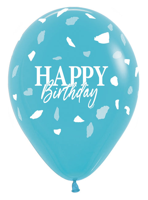 Globos Feliz Cumpleaños Azul 30cm 25pcs